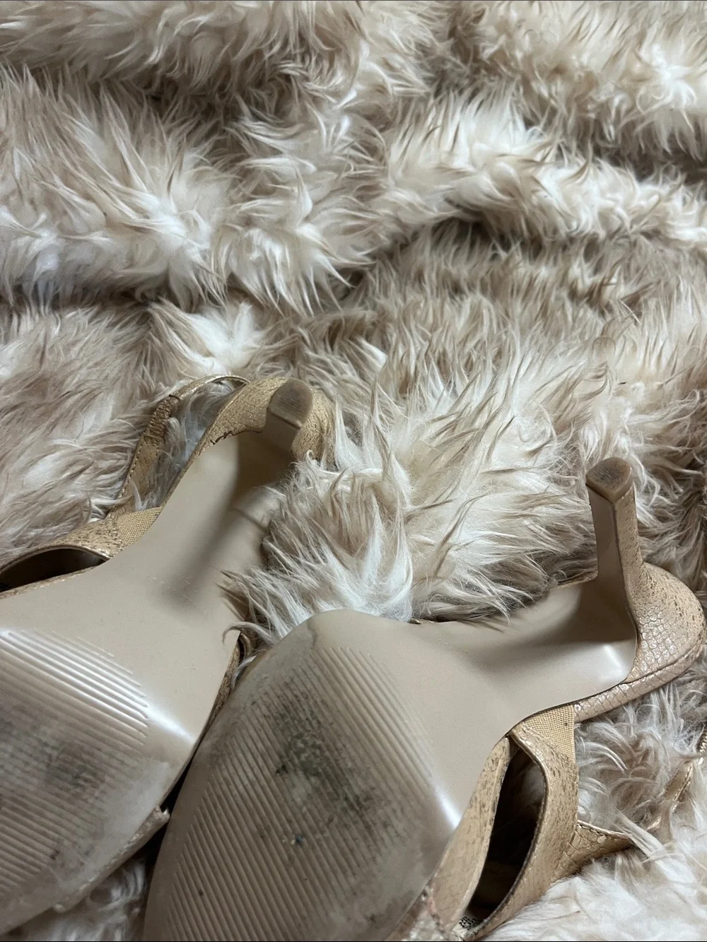 Nine West Metallic Gold Textured Slingback Heels